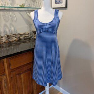 Amazing Cobalt Blue Stripe Empire Waist Stretch Fitness Athleisure Dress